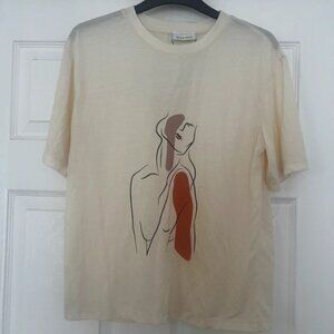 Neon rose t shirt beige graphic print size    M